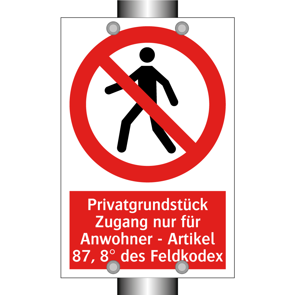 Privatgrundstück Zugang nur für Anwohner - Artikel 87, 8° des Feldkodex