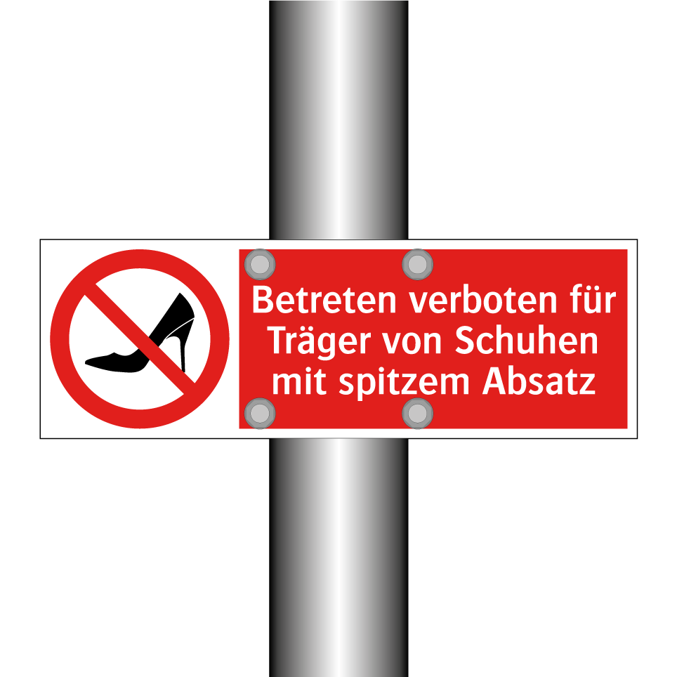 Betreten verboten für Träger von Schuhen mit spitzem Absatz