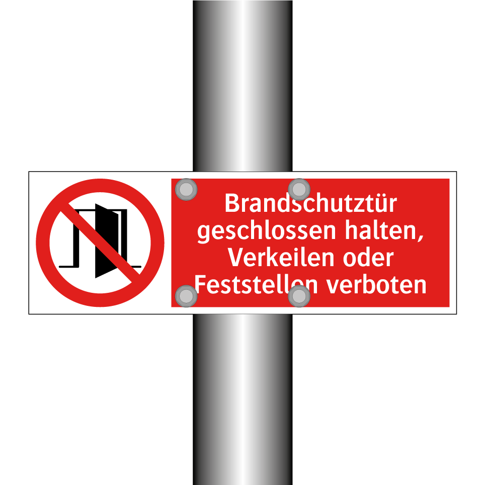 Brandschutztür geschlossen halten, Verkeilen oder Feststellen verboten