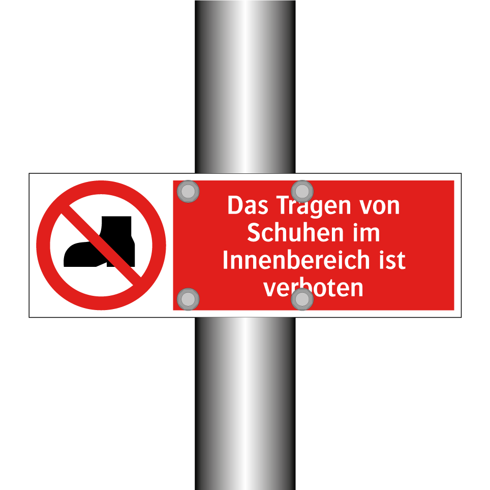 Das Tragen von Schuhen im Innenbereich ist verboten