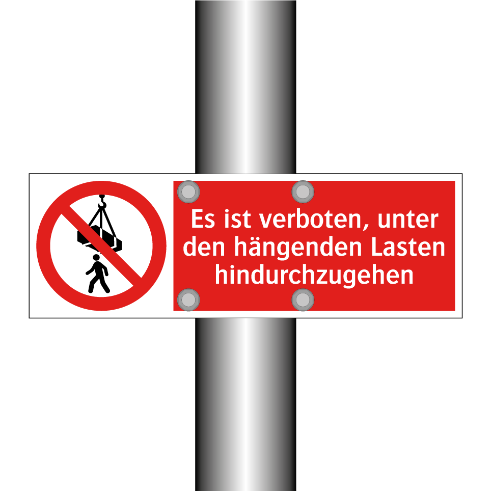 Es ist verboten, unter den hängenden Lasten hindurchzugehen