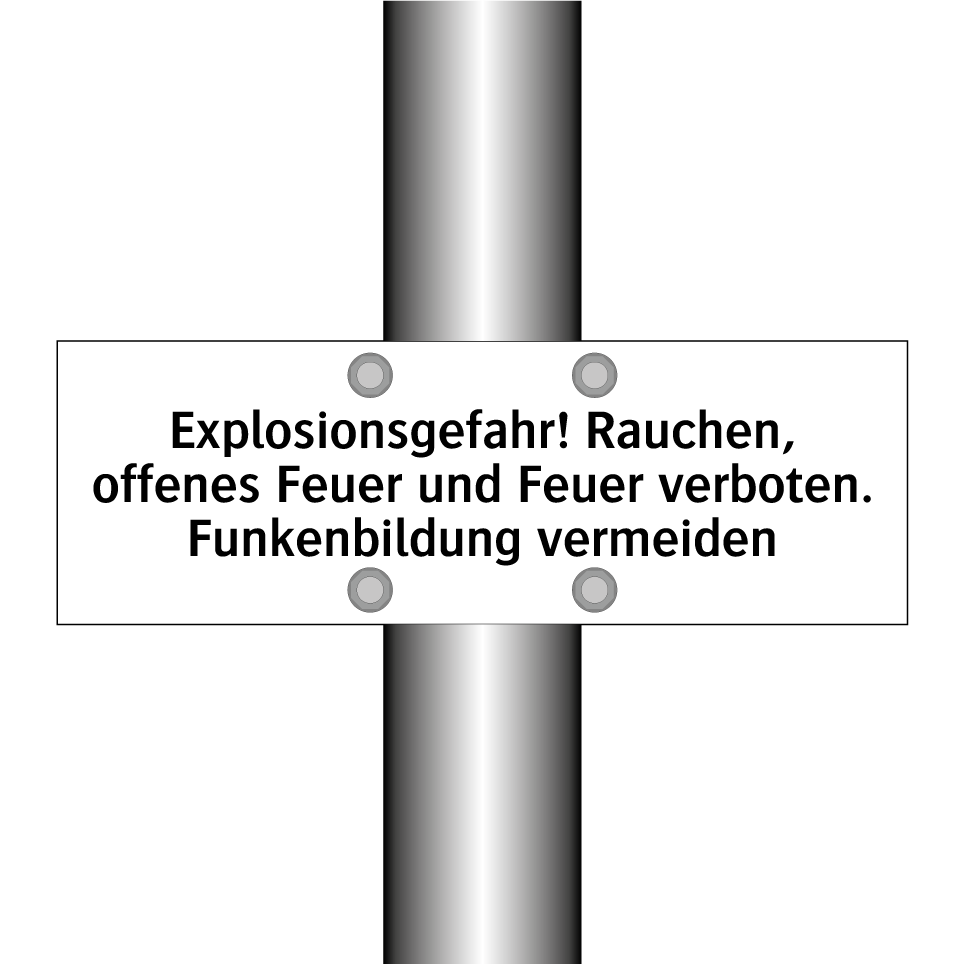 Explosionsgefahr! Rauchen, offenes Feuer und Feuer verboten. Funkenbildung vermeiden
