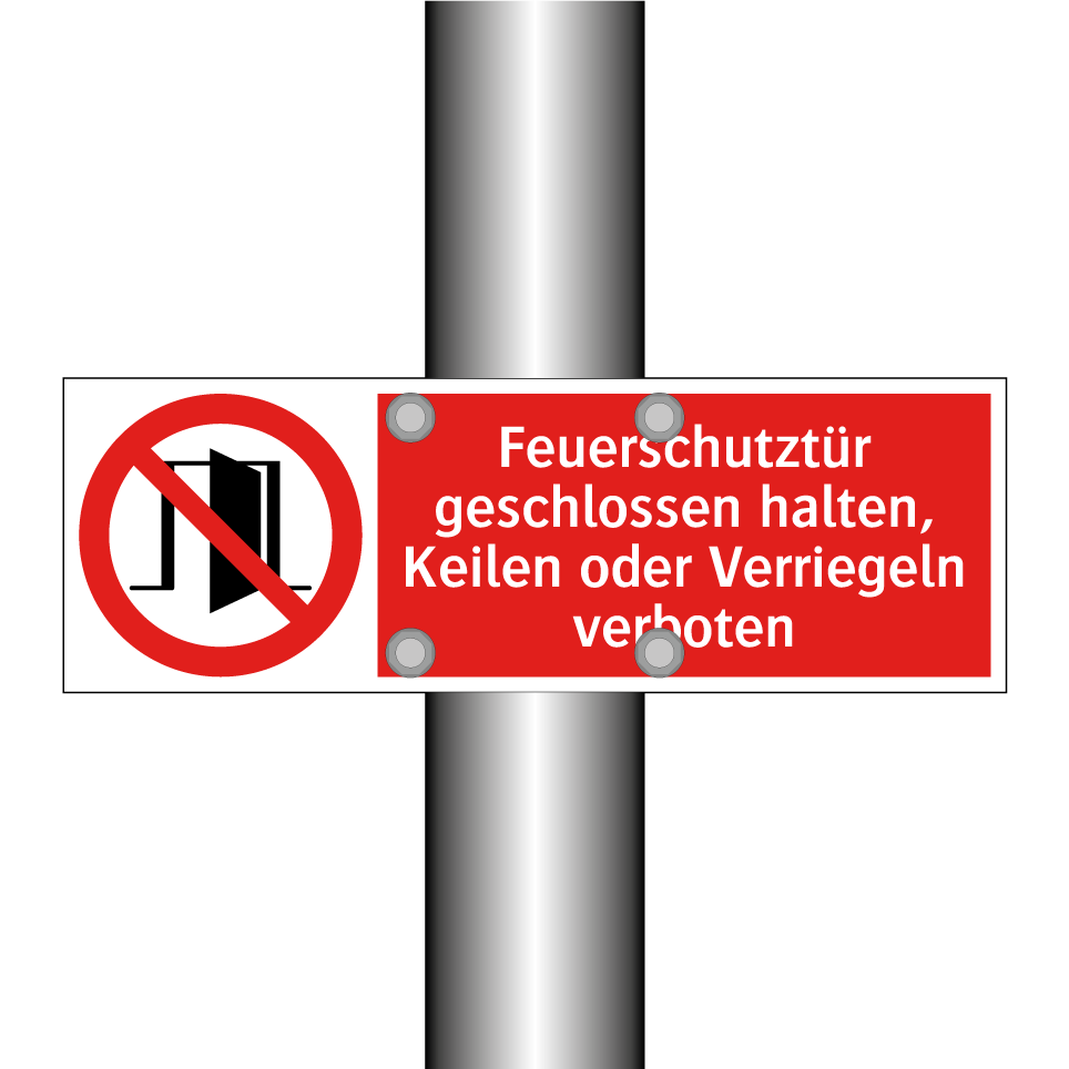 Feuerschutztür geschlossen halten, Keilen oder Verriegeln verboten