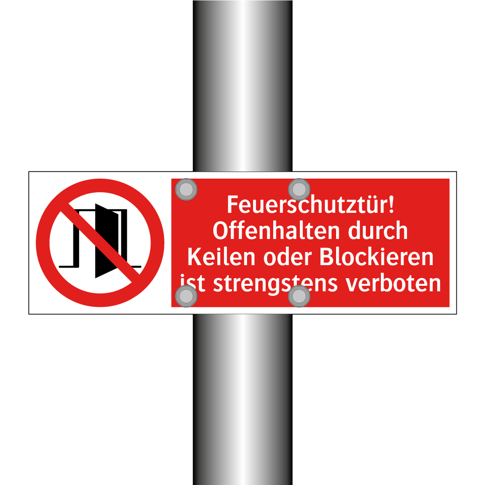 Feuerschutztür! Offenhalten durch Keilen oder Blockieren ist strengstens verboten