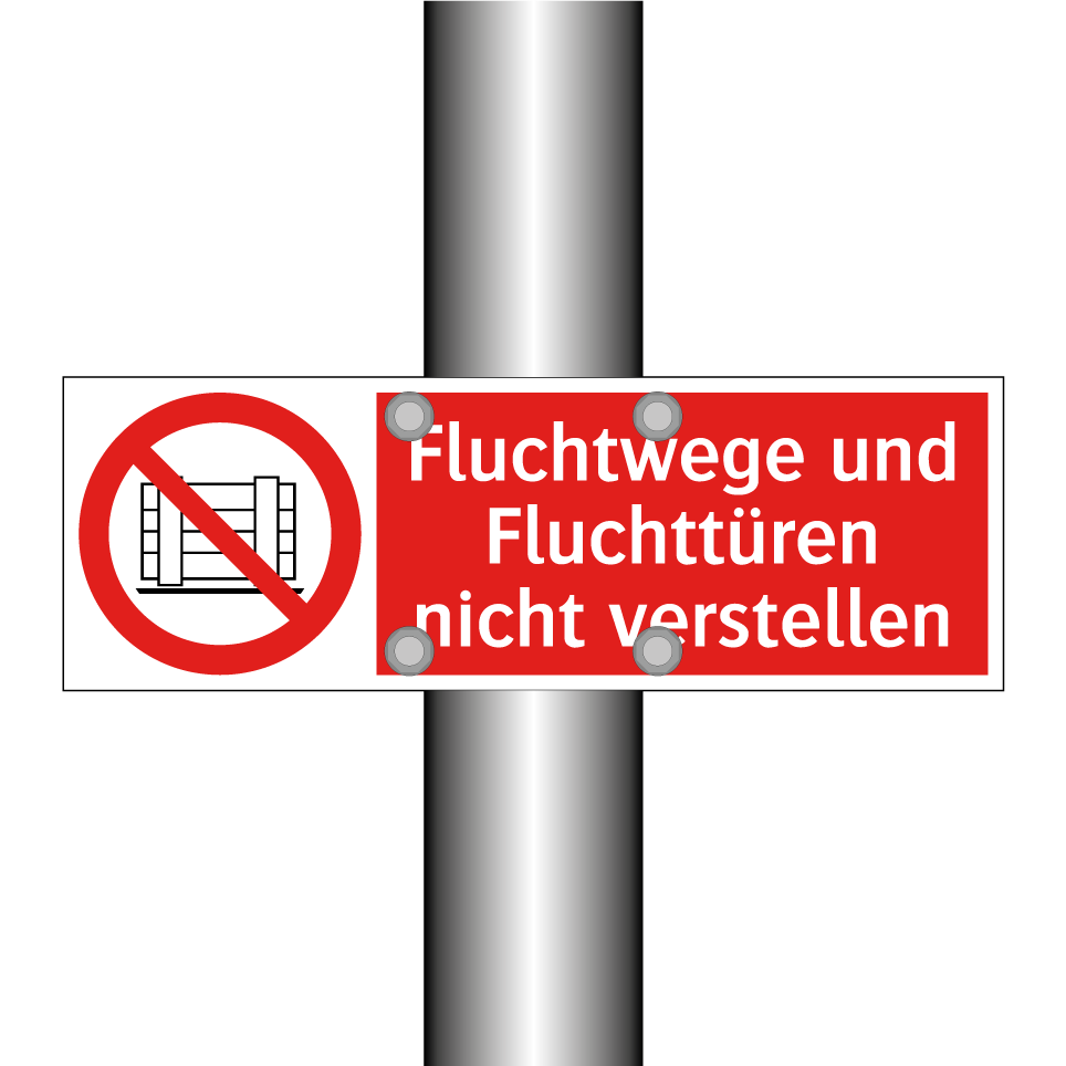 Fluchtwege und Fluchttüren nicht verstellen
