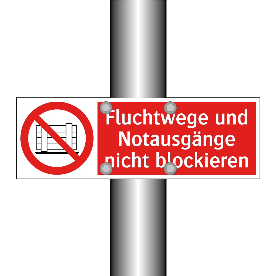Fluchtwege und Notausgänge nicht blockieren