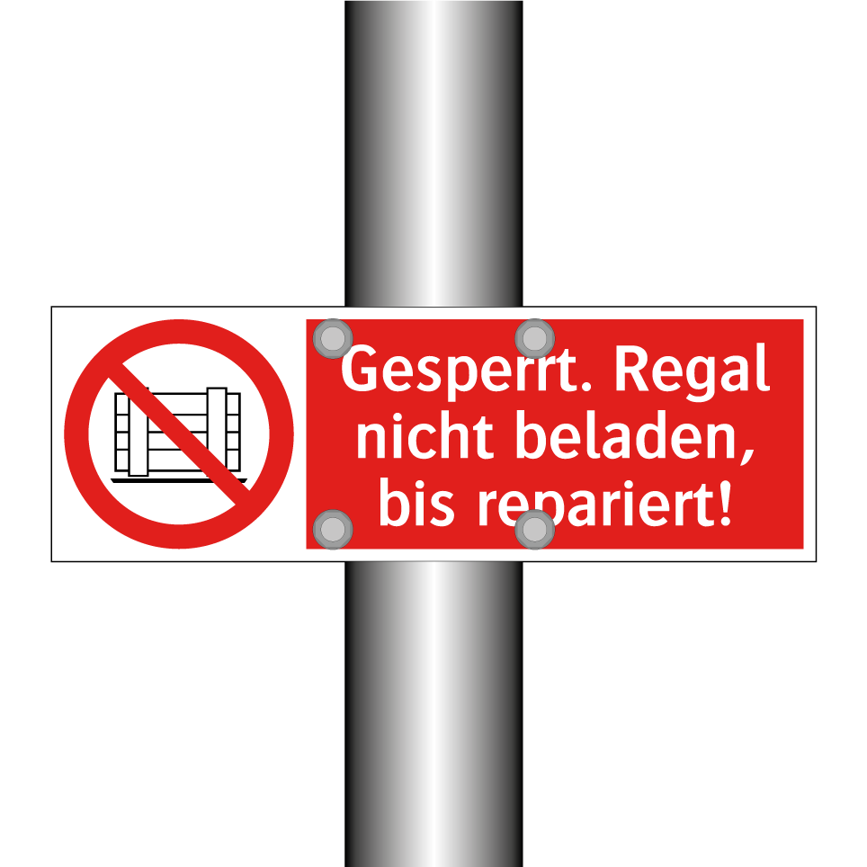 Gesperrt. Regal nicht beladen, bis repariert!