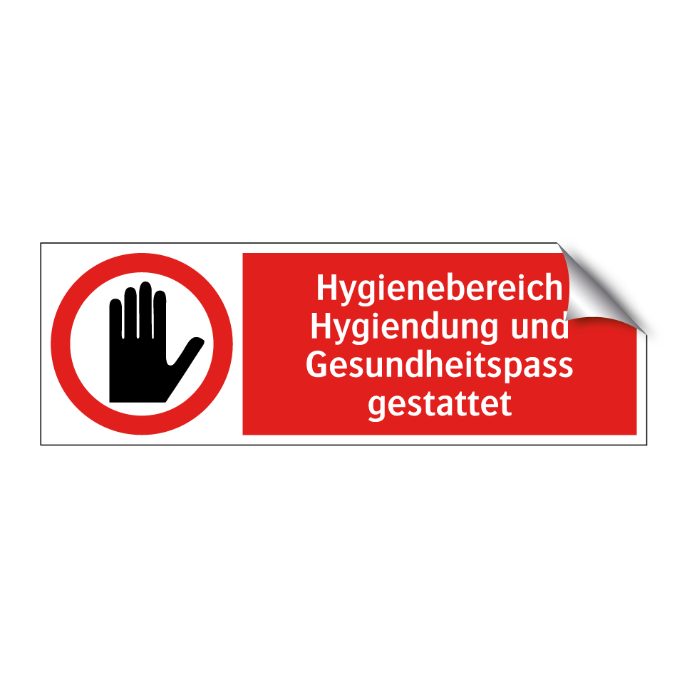 Hygienebereich Hygiendung und Gesundheitspass gestattet