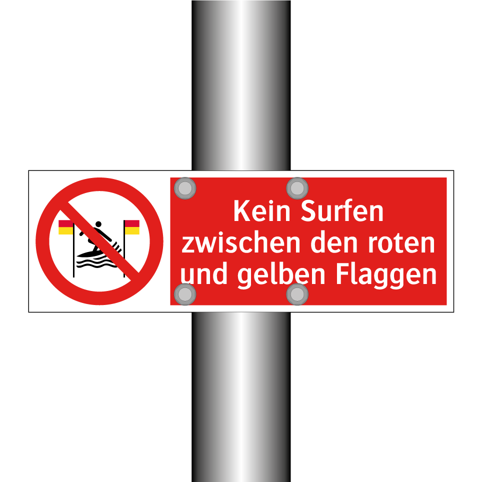 Kein Surfen zwischen den roten und gelben Flaggen