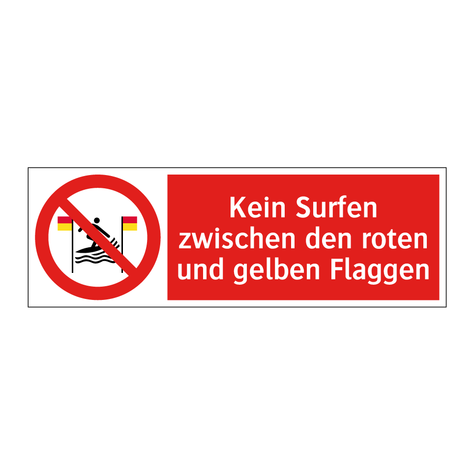 Kein Surfen zwischen den roten und gelben Flaggen