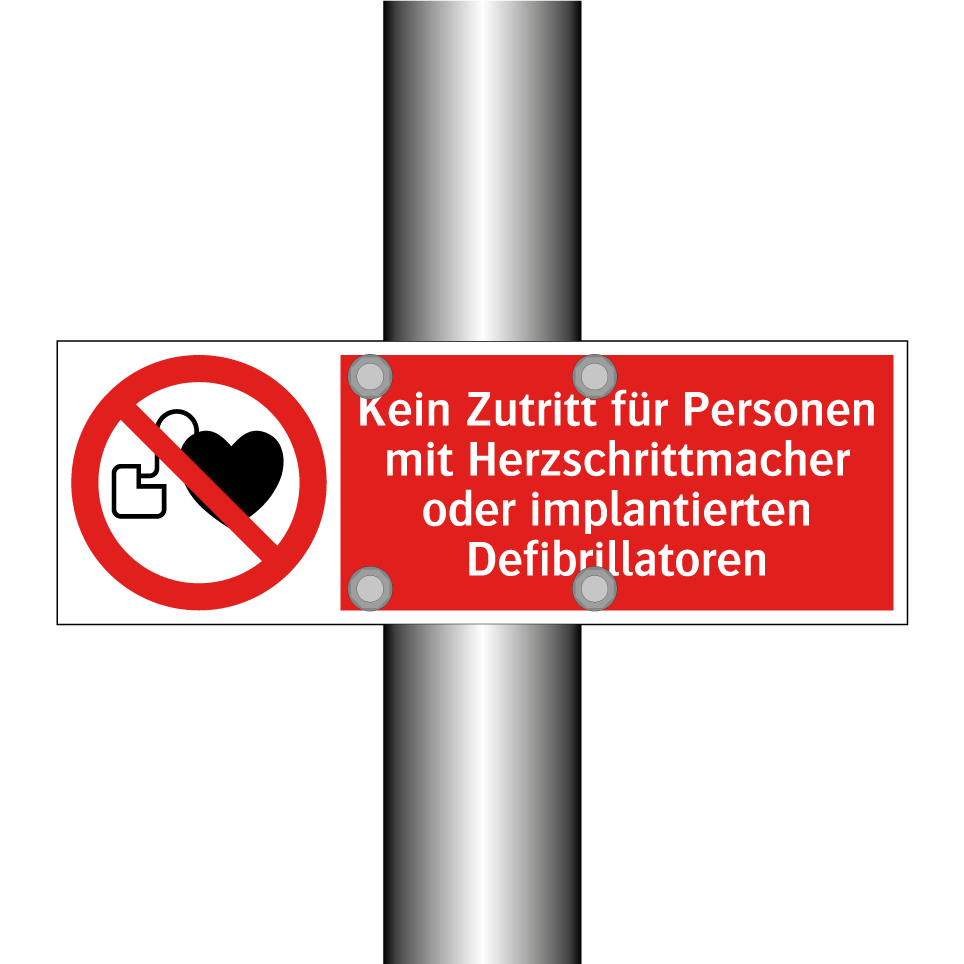 Kein Zutritt für Personen mit Herzschrittmacher oder implantierten Defibrillatoren
