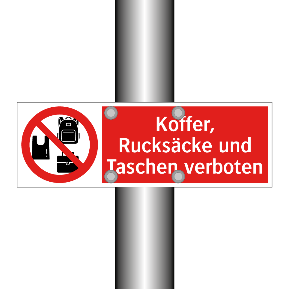 Koffer, Rucksäcke und Taschen verboten