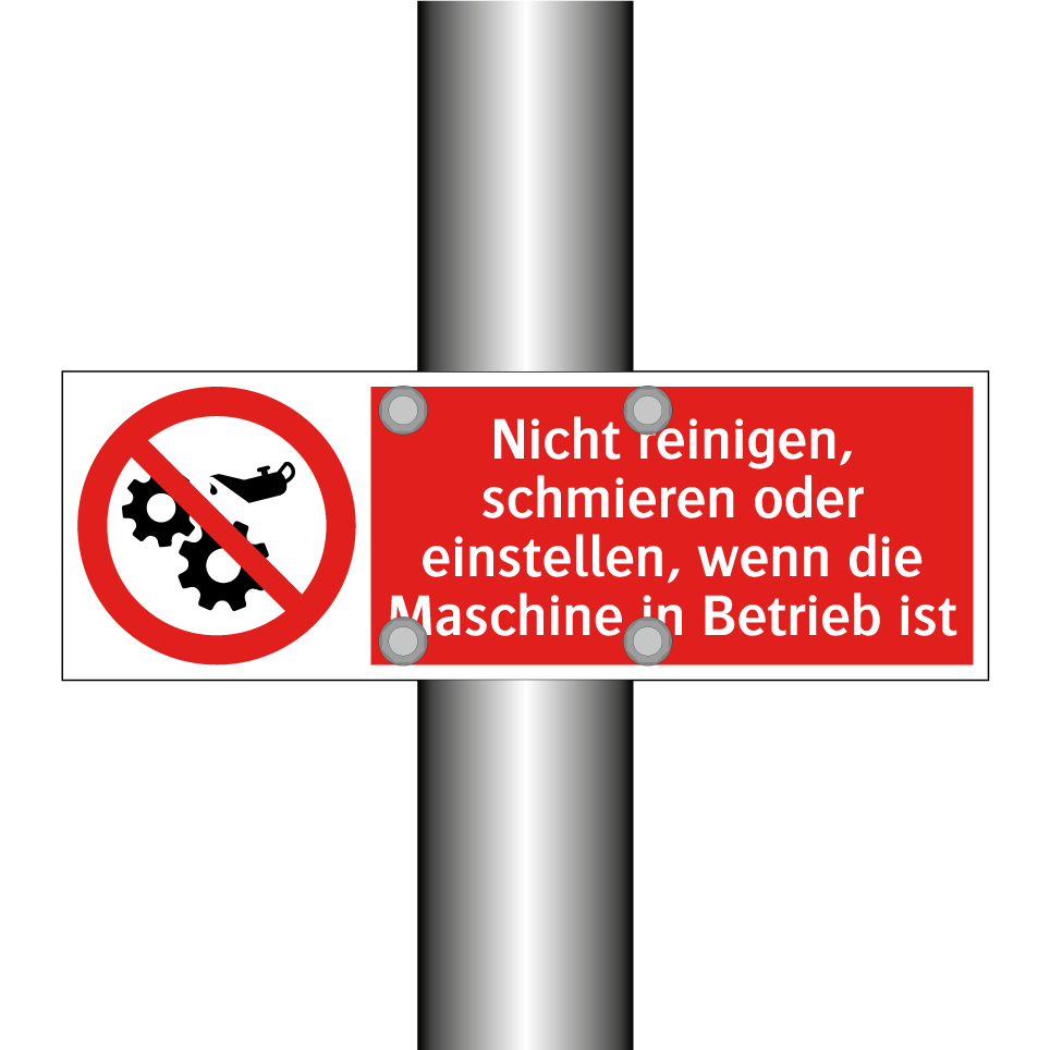 Nicht reinigen, schmieren oder einstellen, wenn die Maschine in Betrieb ist