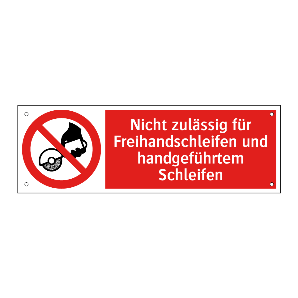 Nicht zulässig für Freihandschleifen und handgeführtem Schleifen