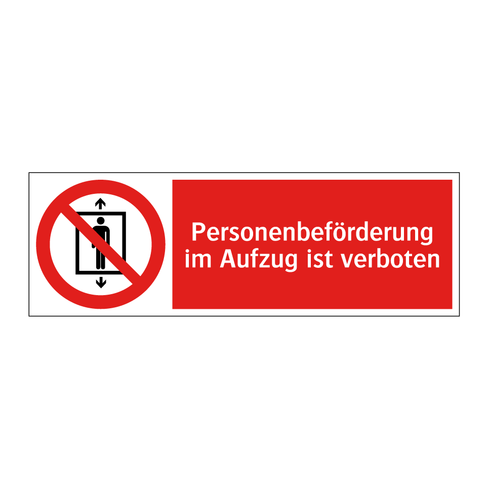 Personenbeförderung im Aufzug ist verboten