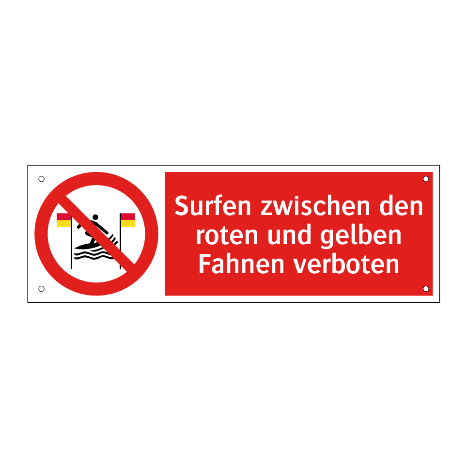 Surfen zwischen den roten und gelben Fahnen verboten