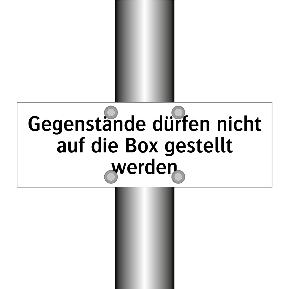 Gegenstände dürfen nicht auf die Box gestellt werden