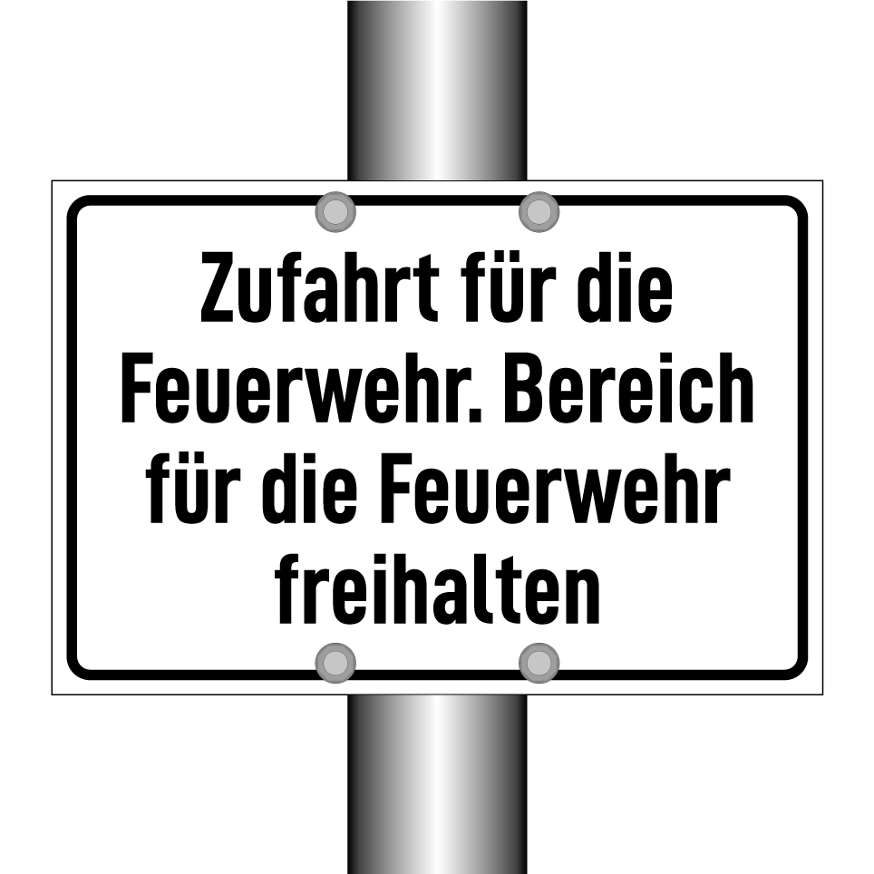 Zufahrt für die Feuerwehr. Bereich für die Feuerwehr freihalten