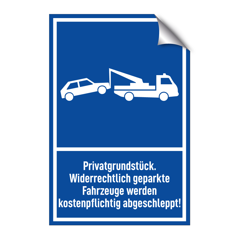Privatgrundstück. Widerrechtlich geparkte Fahrzeuge werden kostenpflichtig abgeschleppt!