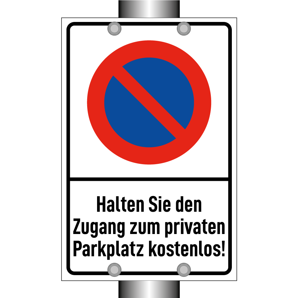 Halten Sie den Zugang zum privaten Parkplatz kostenlos!
