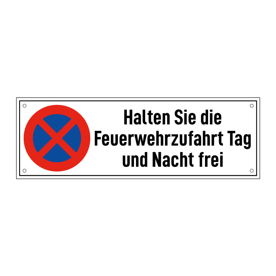 Halten Sie die Feuerwehrzufahrt Tag und Nacht frei
