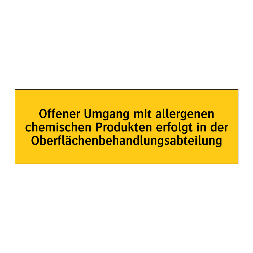 Offener Umgang mit allergenen chemischen Produkten erfolgt in der Oberflächenbehandlungsabteilung