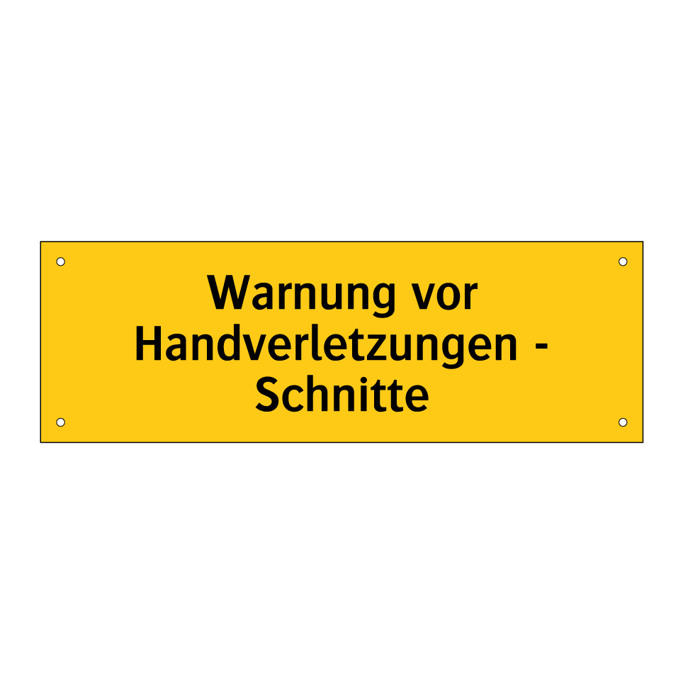 Warnung vor Handverletzungen - Schnitte
