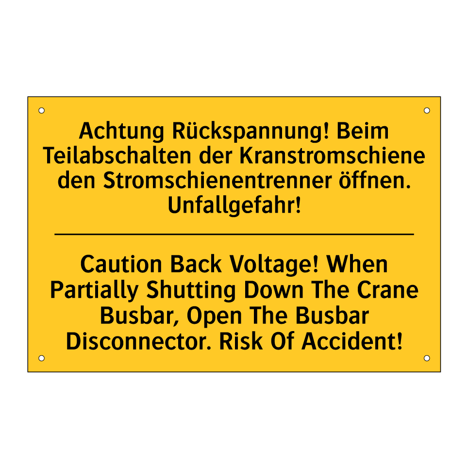 Achtung Rückspannung! Beim Teilabschalten /.../ - Caution Back Voltage! When Partially /.../