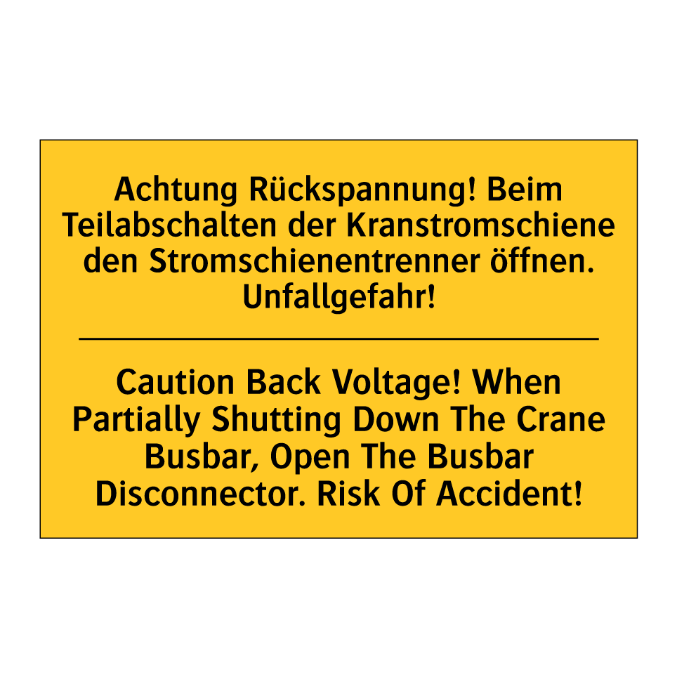 Achtung Rückspannung! Beim Teilabschalten /.../ - Caution Back Voltage! When Partially /.../