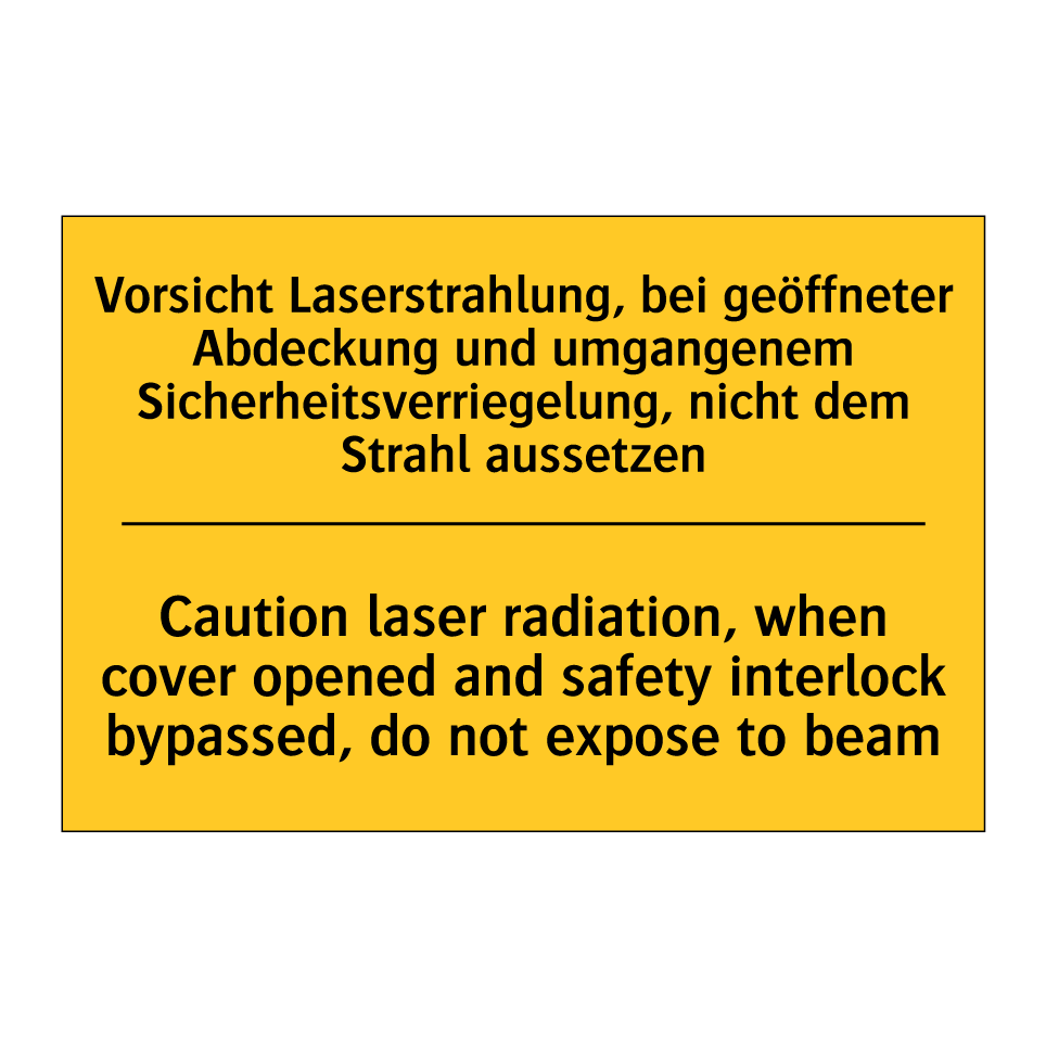 Vorsicht Laserstrahlung, bei geöffneter /.../ - Caution laser radiation, when /.../