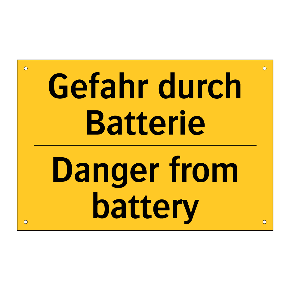 Gefahr durch Batterie - Danger from battery