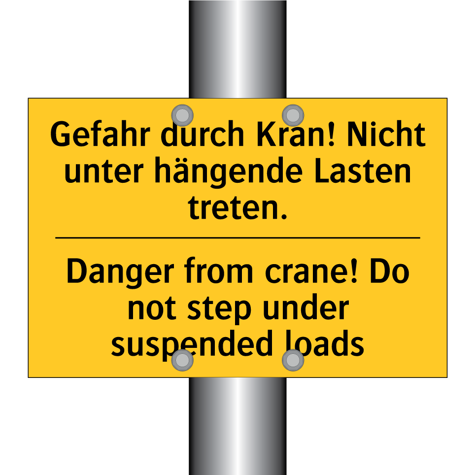 Gefahr durch Kran! Nicht unter /.../ - Danger from crane! Do not step /.../