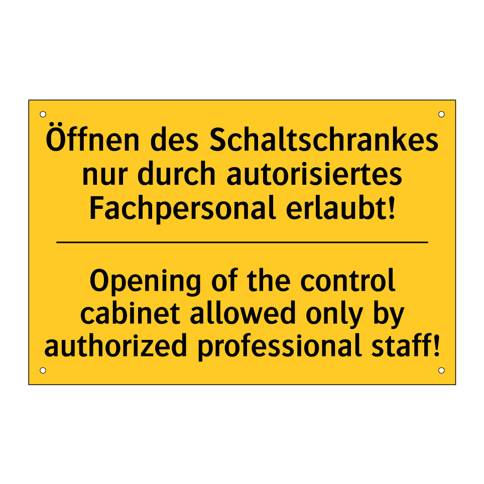 Öffnen des Schaltschrankes nur /.../ - Opening of the control cabinet /.../
