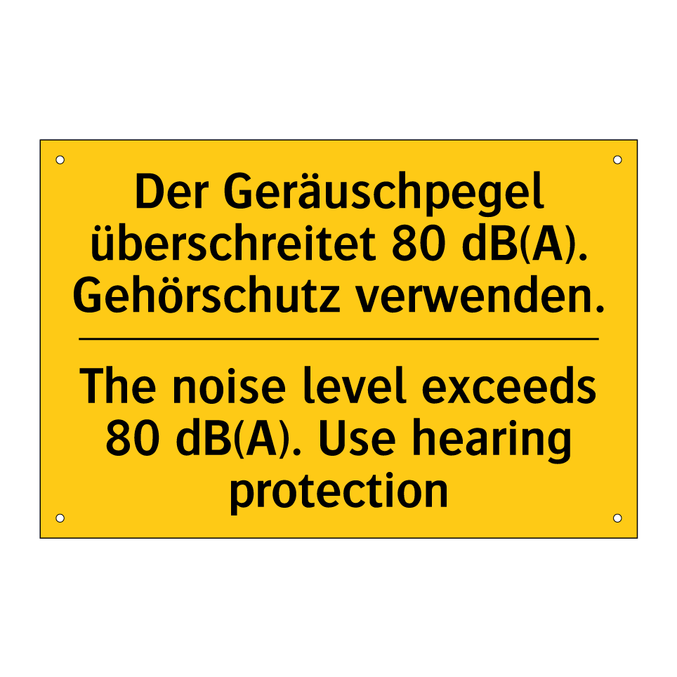 Der Geräuschpegel überschreitet /.../ - The noise level exceeds 80 dB(A). /.../