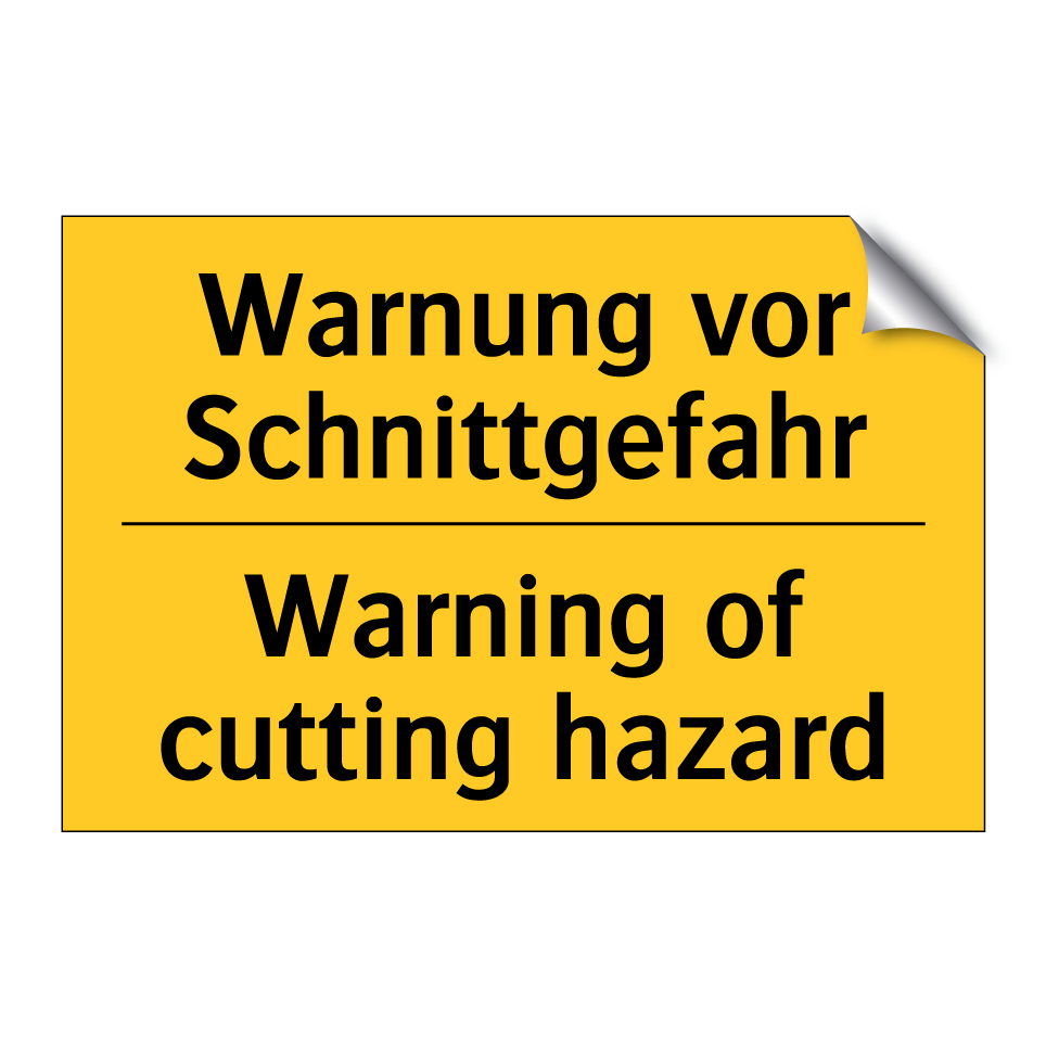 Warnung vor Schnittgefahr - Warning of cutting hazard