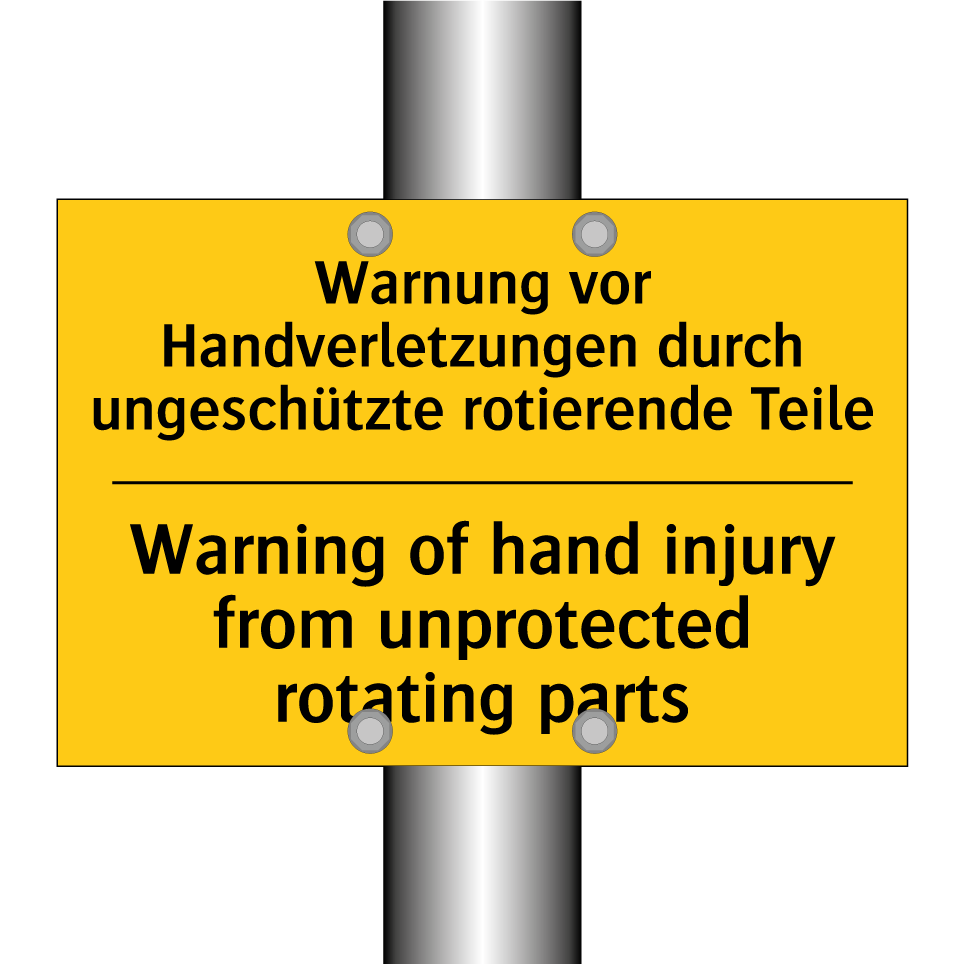 Warnung vor Handverletzungen durch /.../ - Warning of hand injury from unprotected /.../