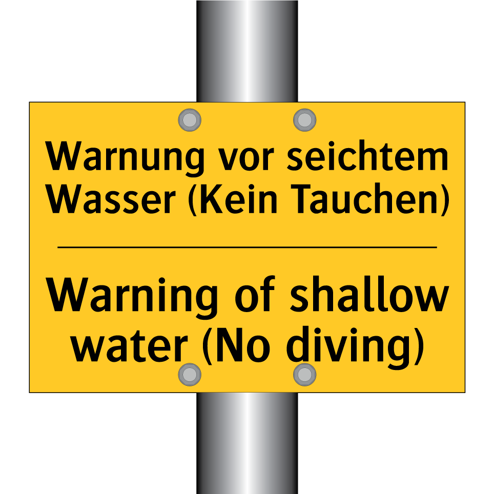 Warnung vor seichtem Wasser (Kein /.../ - Warning of shallow water (No diving)/.../