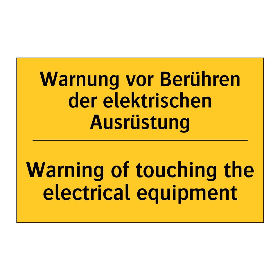 Warnung vor Berühren der elektrischen /.../ - Warning of touching the electrical /.../