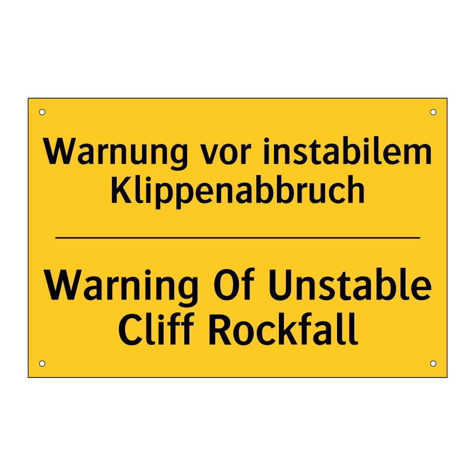 Warnung vor instabilem Klippenabbruch/.../ - Warning Of Unstable Cliff Rockfall/.../