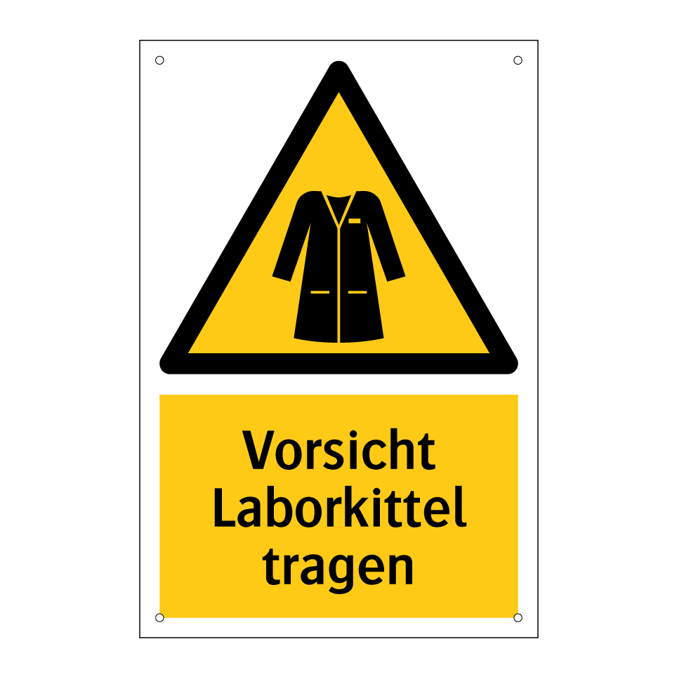 Vorsicht Laborkittel tragen