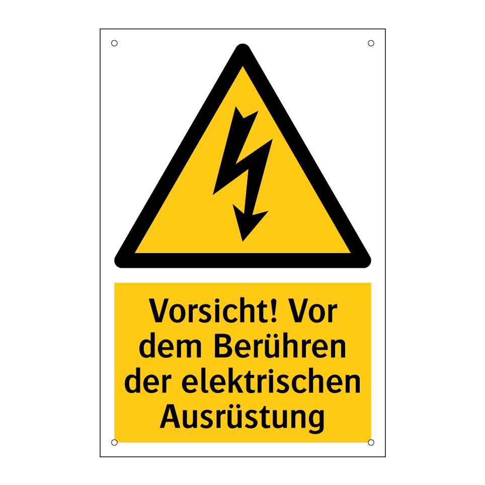 Vorsicht! Vor dem Berühren der elektrischen Ausrüstung