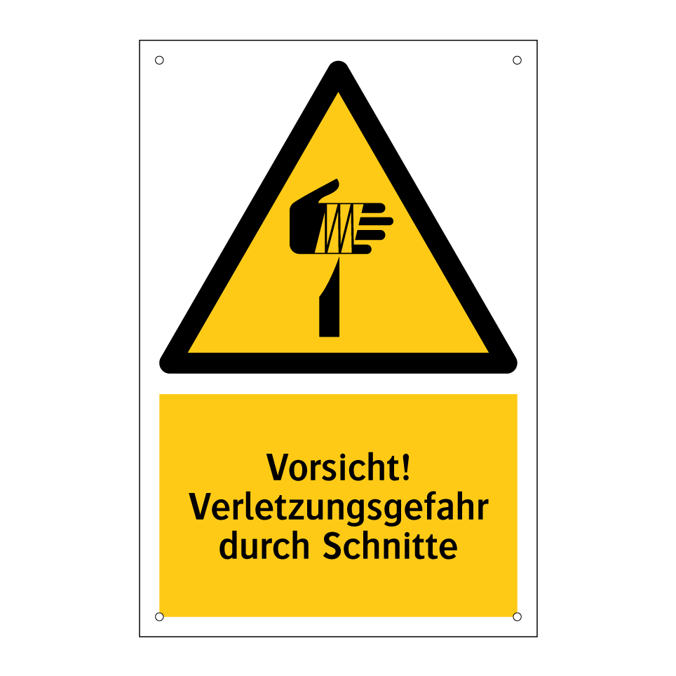 Vorsicht! Verletzungsgefahr durch Schnitte