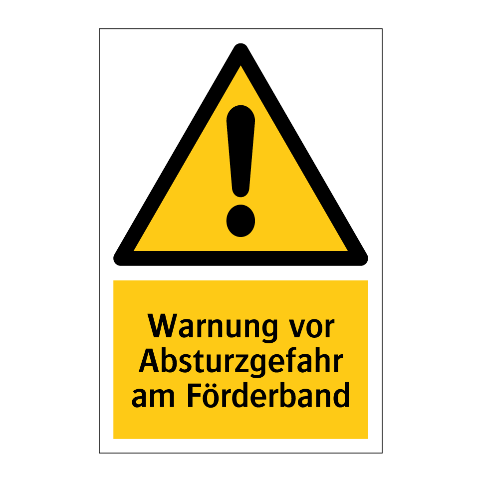 Warnung vor Absturzgefahr am Förderband