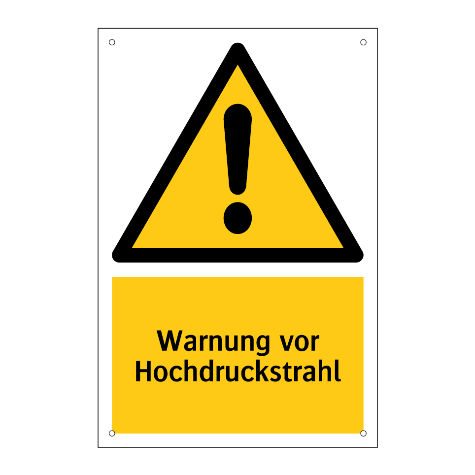 Warnung vor Hochdruckstrahl