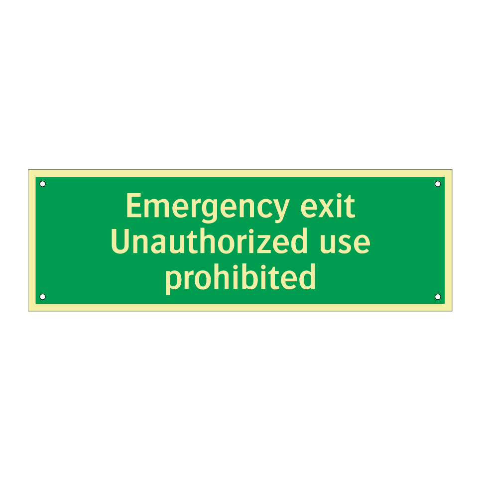 Emergency exit Unauthorized use prohibited