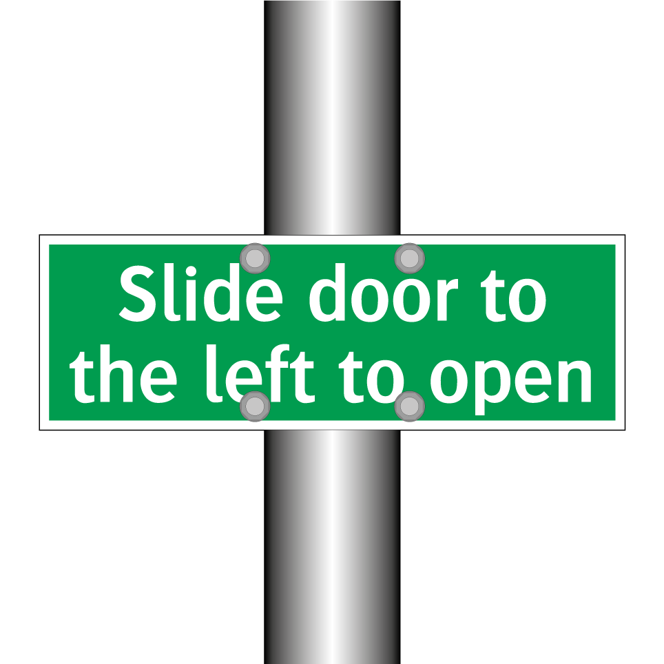 Slide door to the left to open