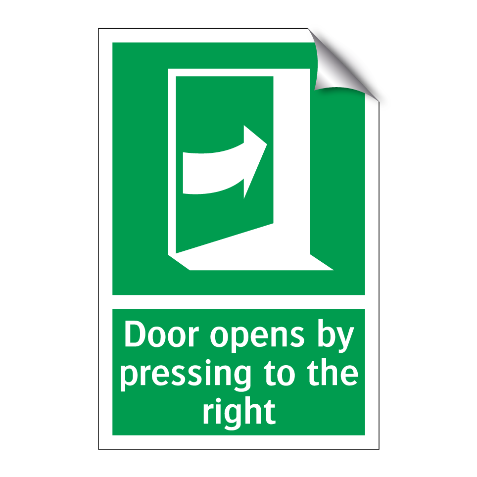 Door opens by pressing to the right