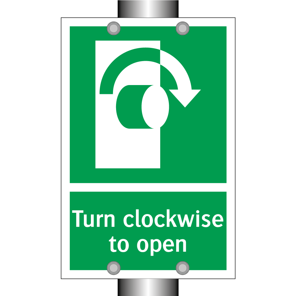 Turn clockwise to open