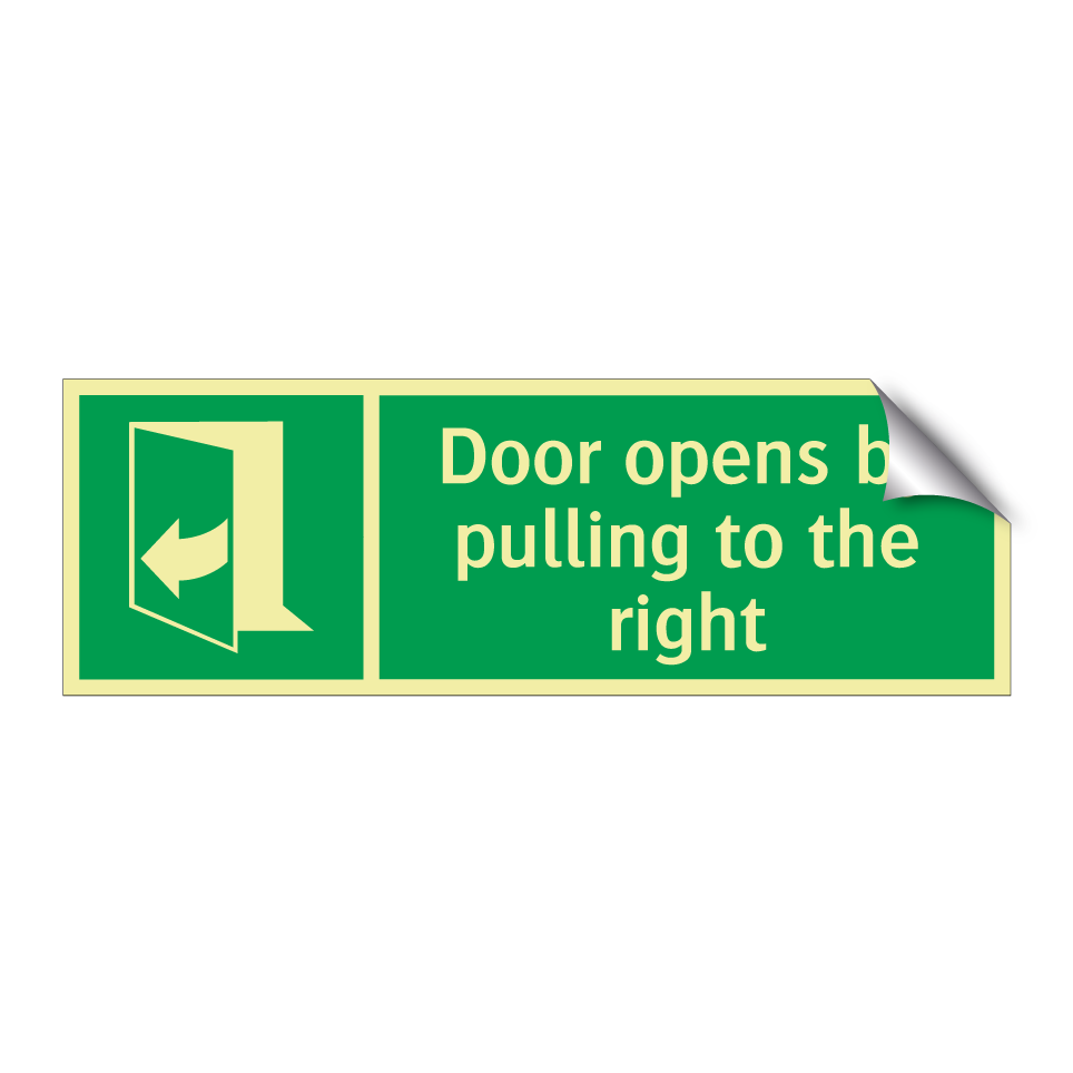 Door opens by pulling to the right