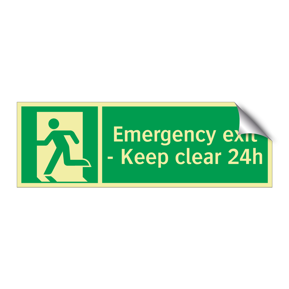 Emergency exit - Keep clear 24h